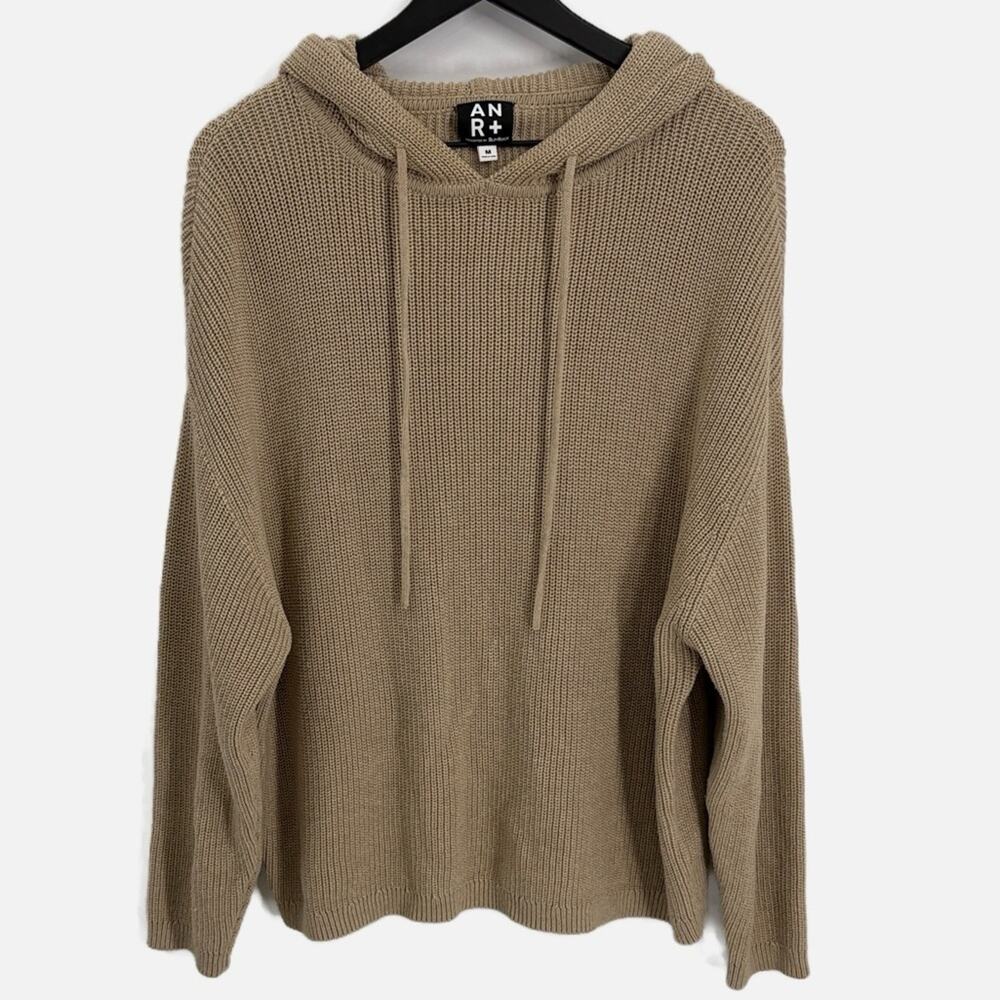 Alp n Rock AN R+ Hooded Chunky Knit Oversized Fit Sweater in Tan - Size Medium